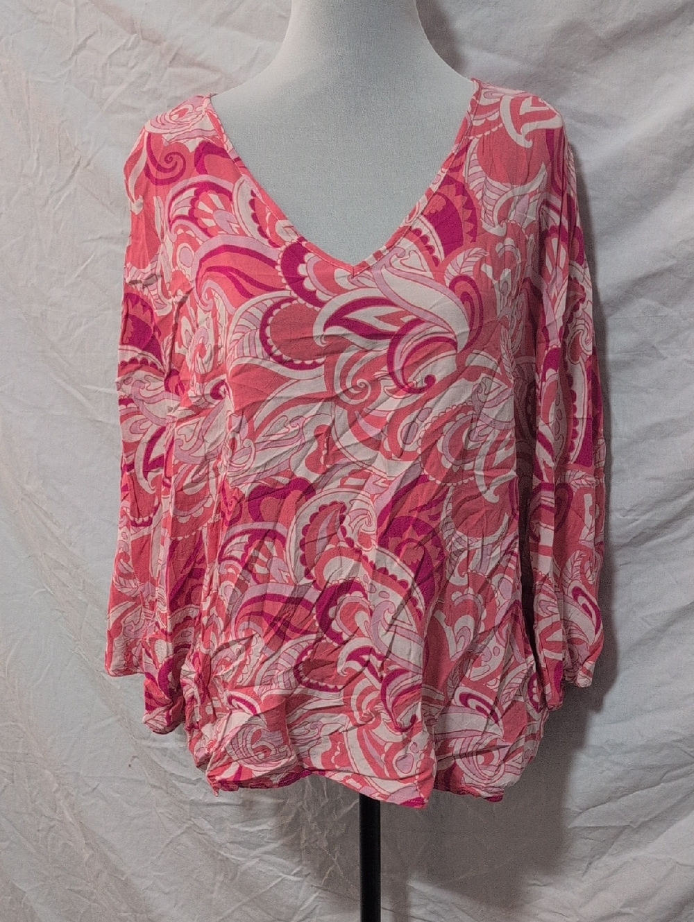 Women's Pink Swirl V-Neck Tunic Top